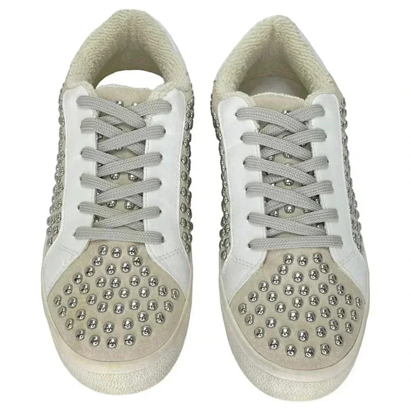AQUA Womens Sneakers 8.5M Tess White Multi Leather Silver Studded - Picture 5 of 14